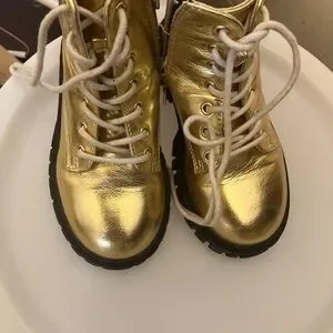 J. Crew | Shoes | Girls Laceup Lugsole Boots In Metallic  display picture 2